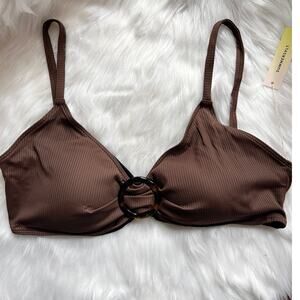 Summersalt Brown Ribbed Wireless Ring Accent Bikini Top NWT Size 20
